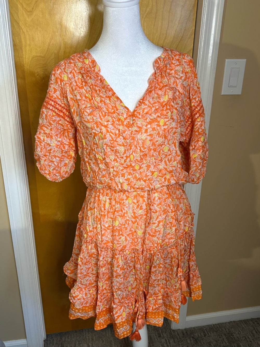 Poupette St. Barth Orange Floral Mini Dress